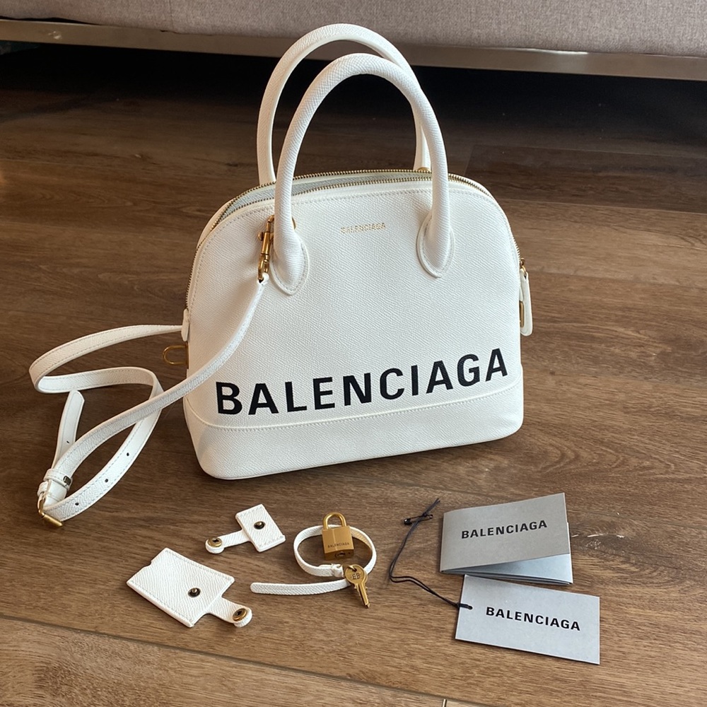 BALENCIAGA • White Leather Small Ville Bag - Picture 10 of 16
